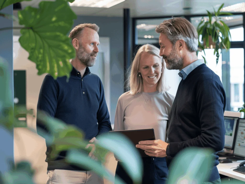 Rådgivere fra Lekon i samtale med en kunde